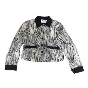 Vtg Talk Of The Walk Atlantic‎ City Bead Embellished Jacket Blazer Black White S